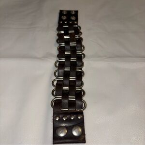 Men's Black and Silver Leather Bracelet